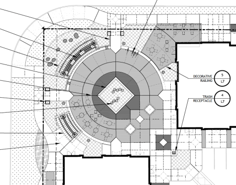 Plaza design from the city-approved building permits.