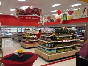 The new Target features limited fresh produce and other groceries.